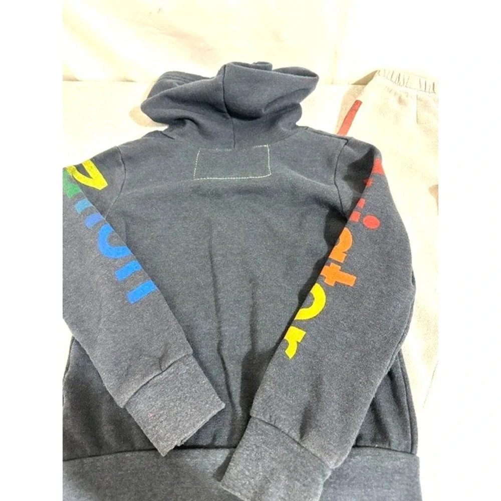 Aviator Nation 2/4T Navy Blue Logo Zip Hoodie & Gray Soul Cycle Logo Sweats